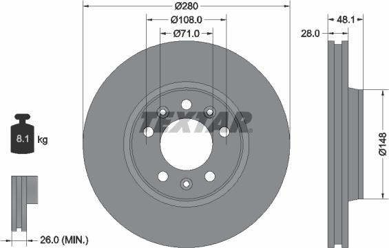 Textar 92156903 - Гальмівний диск autocars.com.ua