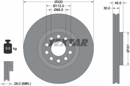 Textar 92158305 - Гальмівний диск autocars.com.ua