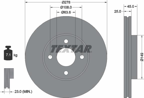 Textar 92159003 - Гальмівний диск autocars.com.ua