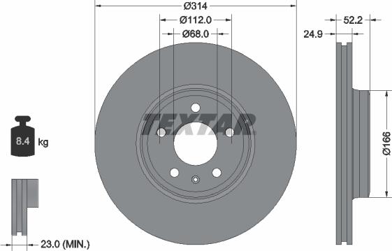 Textar 92159905 - Гальмівний диск autocars.com.ua