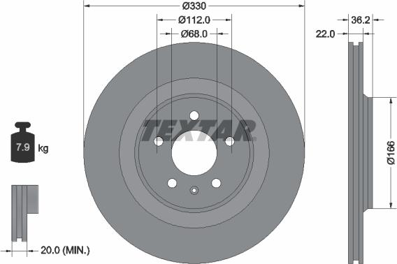 Textar 92160305 - Гальмівний диск autocars.com.ua