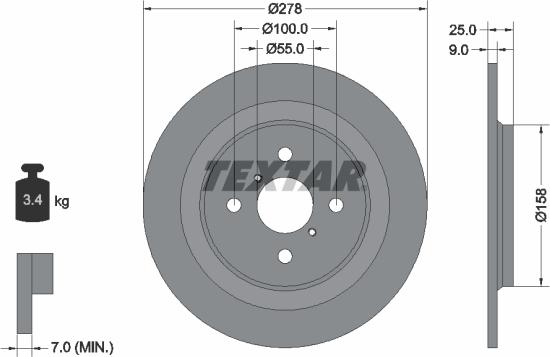 Textar 92161903 - Гальмівний диск autocars.com.ua