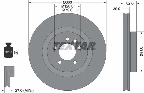 Textar 92162000 - Тормозной диск avtokuzovplus.com.ua