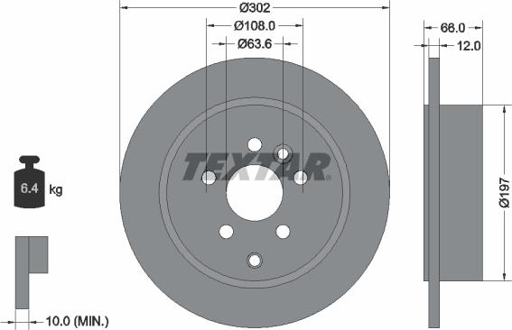 Textar 92162700 - Гальмівний диск autocars.com.ua