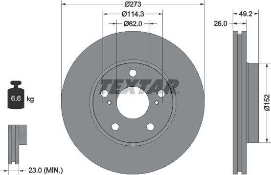 Textar 92163703 - Гальмівний диск autocars.com.ua