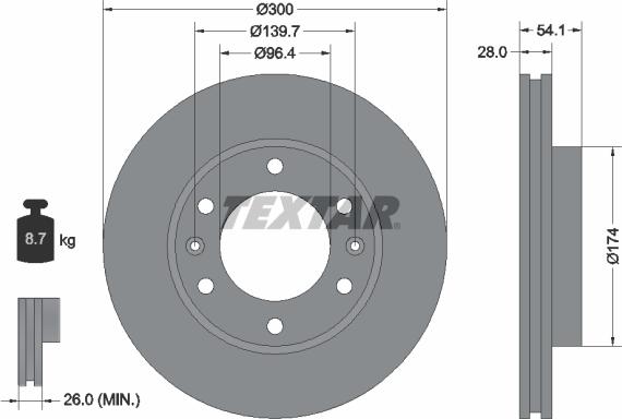 Textar 92164500 - Гальмівний диск autocars.com.ua