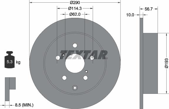 Textar 92164800 - Гальмівний диск autocars.com.ua