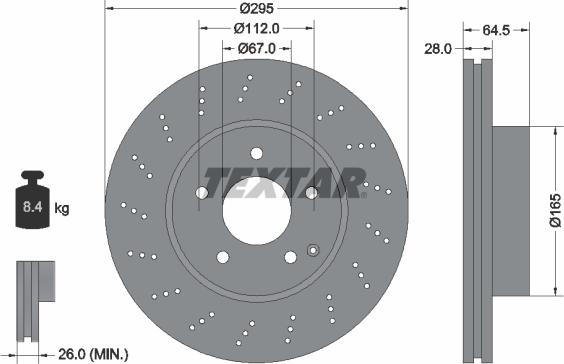 Textar 92165005 - Гальмівний диск autocars.com.ua