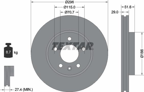 Textar 92165400 - Тормозной диск avtokuzovplus.com.ua