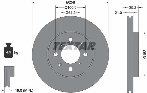 Textar 92165900 - Гальмівний диск autocars.com.ua