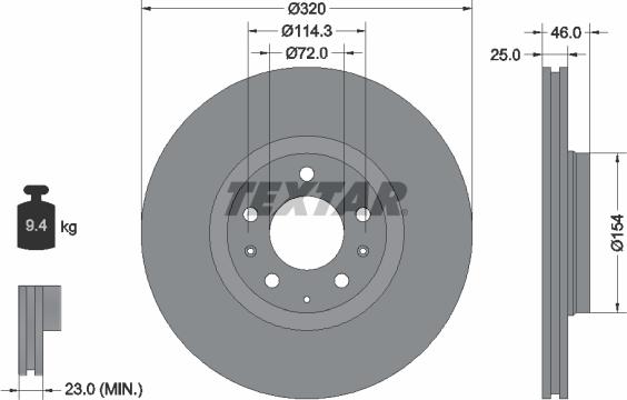 Textar 92166300 - Тормозной диск avtokuzovplus.com.ua