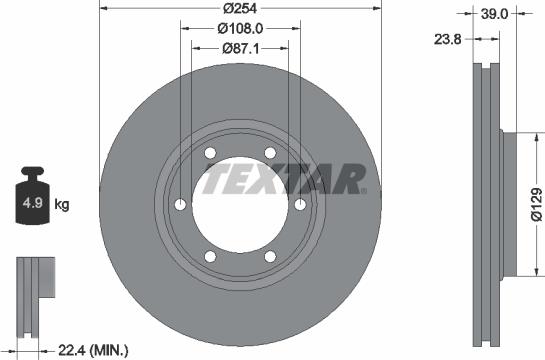 Textar 92166900 - Гальмівний диск autocars.com.ua