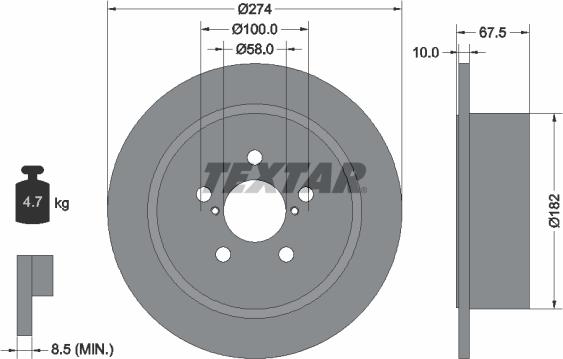 Textar 92167800 - Тормозной диск autodnr.net