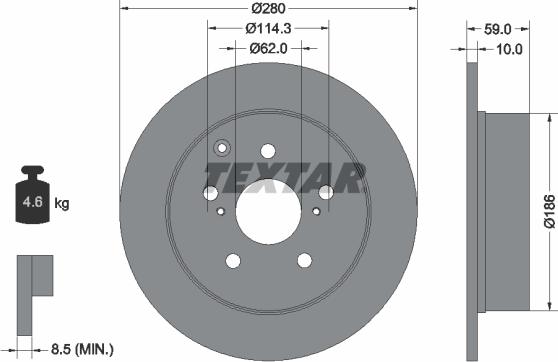 Textar 92168100 - Гальмівний диск autocars.com.ua