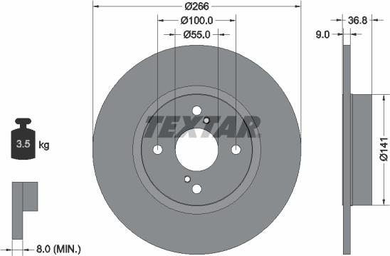 Textar 92169203 - Тормозной диск avtokuzovplus.com.ua