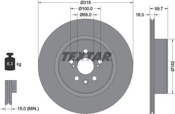 Textar 92169503 - Тормозной диск avtokuzovplus.com.ua