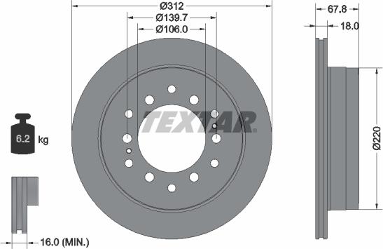 Textar 92170100 - Гальмівний диск autocars.com.ua