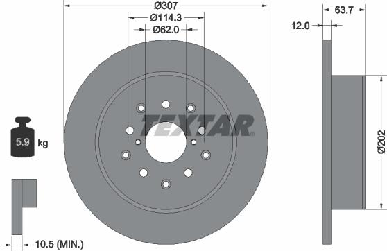 Textar 92170803 - Гальмівний диск autocars.com.ua