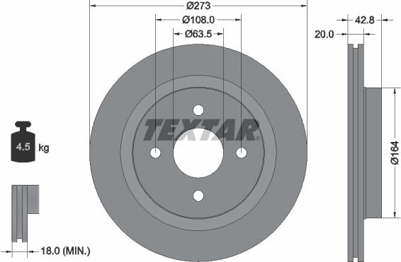 Textar 92172503 - Тормозной диск avtokuzovplus.com.ua