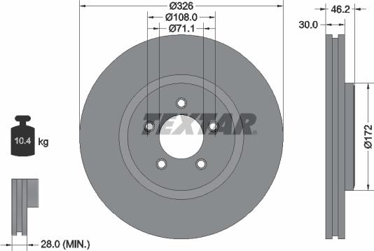 Textar 92173503 - Гальмівний диск autocars.com.ua