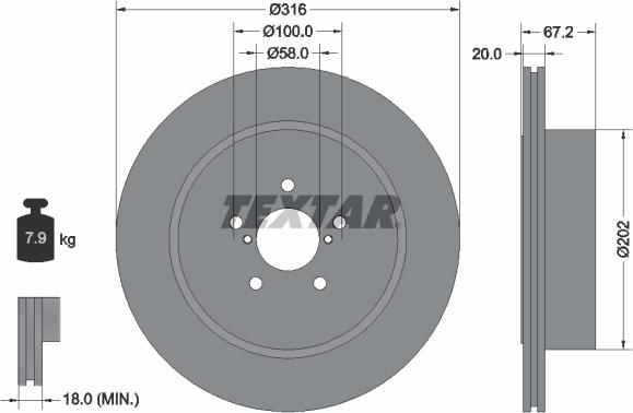 Textar 92173703 - Гальмівний диск autocars.com.ua