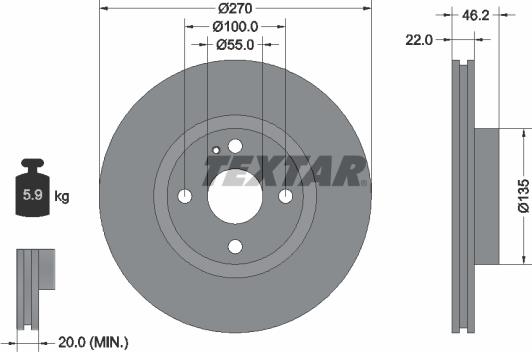 Textar 92175900 - Гальмівний диск autocars.com.ua