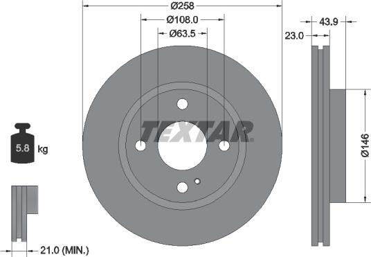 Textar 92176003 - Тормозной диск avtokuzovplus.com.ua