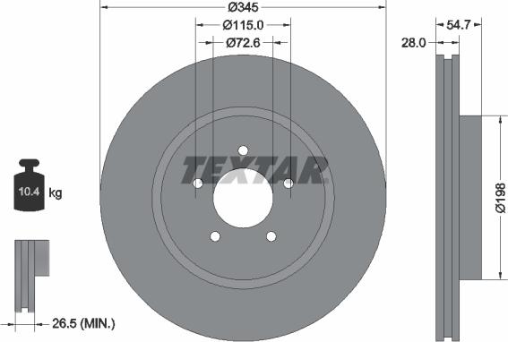 Textar 92177105 - Тормозной диск avtokuzovplus.com.ua