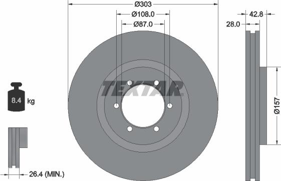 Textar 92180003 - Тормозной диск avtokuzovplus.com.ua