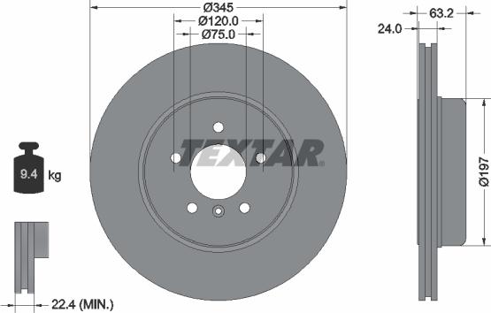 Textar 92182525 - Тормозной диск avtokuzovplus.com.ua