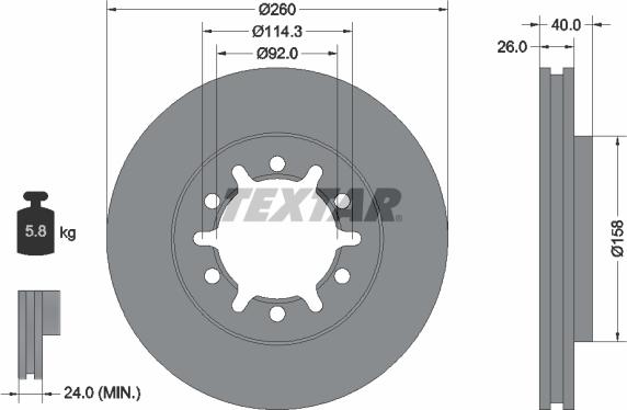 Textar 92186103 - Гальмівний диск autocars.com.ua