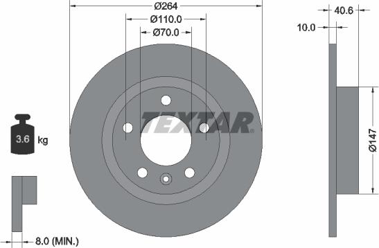 Textar 92186403 - Гальмівний диск autocars.com.ua