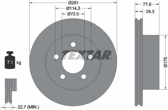 Textar 92186803 - Гальмівний диск autocars.com.ua