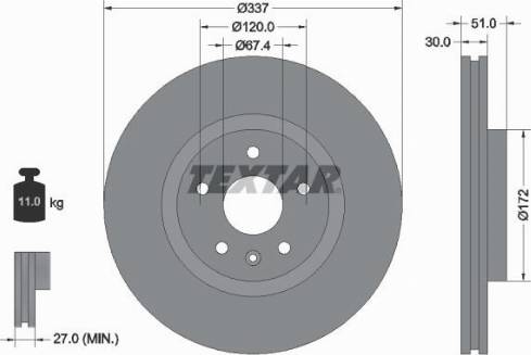 Textar 92187100 - Гальмівний диск autocars.com.ua