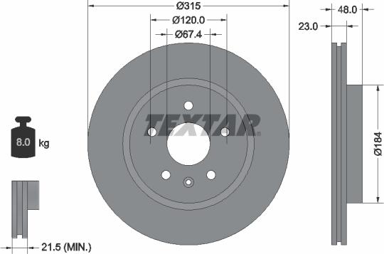 Textar 92187303 - Гальмівний диск autocars.com.ua