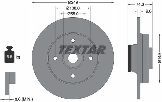 Textar 92194100 - Тормозной диск avtokuzovplus.com.ua