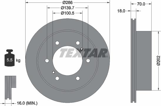 Textar 92198303 - Тормозной диск avtokuzovplus.com.ua