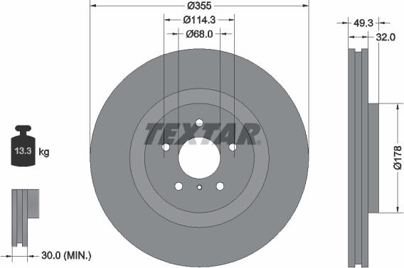 Textar 92199105 - Гальмівний диск autocars.com.ua