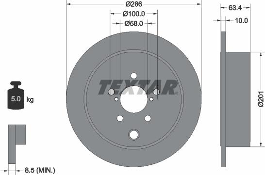 Textar 92200000 - Гальмівний диск autocars.com.ua