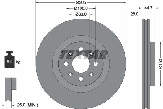 Textar 92202203 - Тормозной диск avtokuzovplus.com.ua