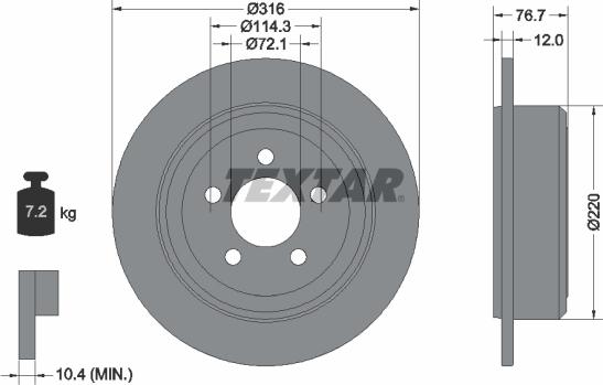 Textar 92202703 - Гальмівний диск autocars.com.ua