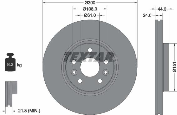 Textar 92202803 - Гальмівний диск autocars.com.ua