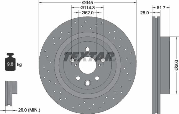 Textar 92204203 - Тормозной диск avtokuzovplus.com.ua