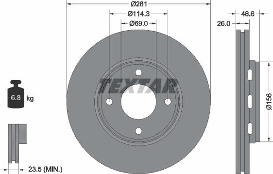 Textar 92204400 - Гальмівний диск autocars.com.ua