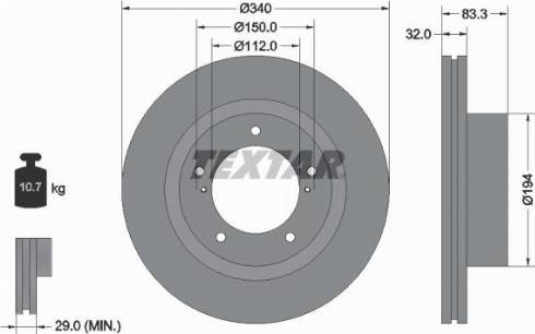 Textar 92204600 - Гальмівний диск autocars.com.ua