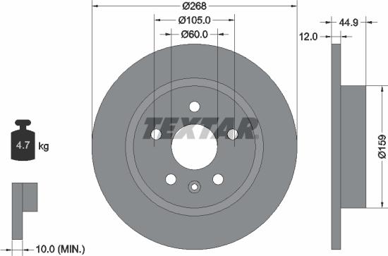 Textar 92205500 - Гальмівний диск autocars.com.ua