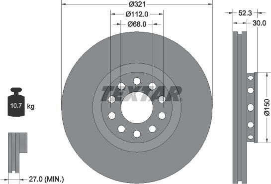 Textar 92207405 - Гальмівний диск autocars.com.ua