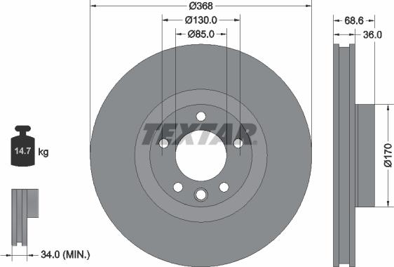 Textar 92213603 - Гальмівний диск autocars.com.ua