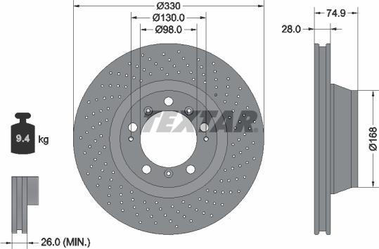 Textar 92219005 - Гальмівний диск autocars.com.ua