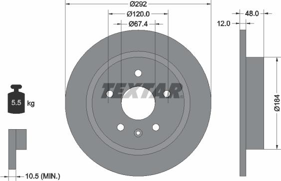 Textar 92222903 - Гальмівний диск autocars.com.ua